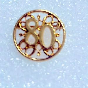 Circled 80 Golden Tone Pin Brooch